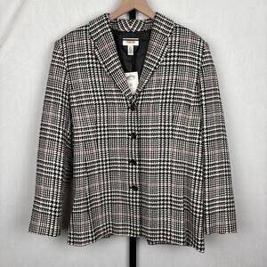 NEW Talbots Wool Houndstooth Jacket Women's 16 Black White Vintage Timeless